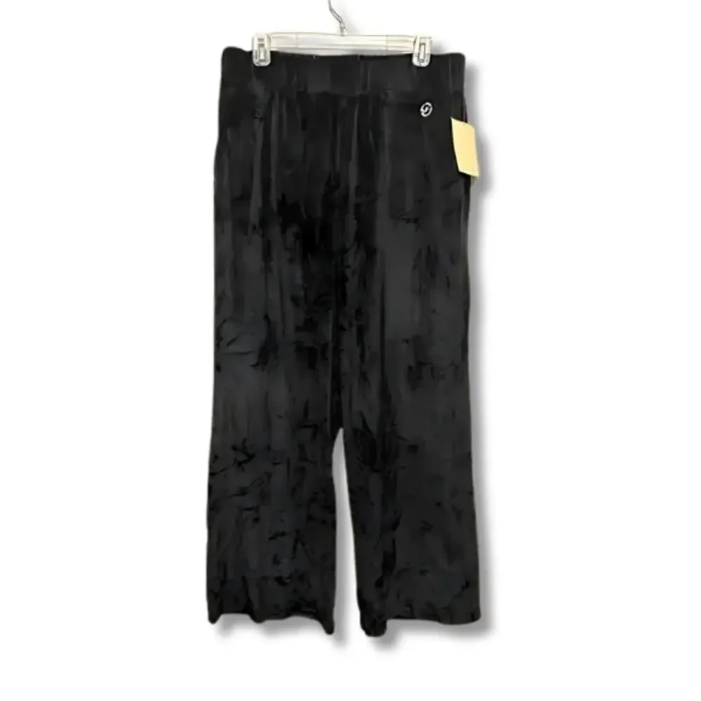 Michael Kors Velour Wide Leg Pants Classic Black Casual Comfort Style L NWT